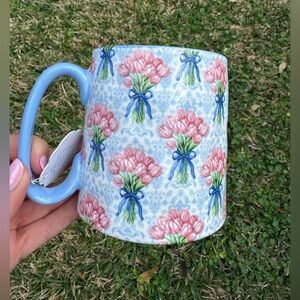 Floral Blue and Pink tulip Mug shabby chic 10 Strawberry Street Bella Mug NWT